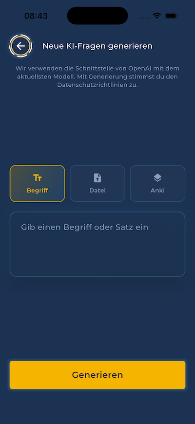Übersicht der erstellten Lernfragen