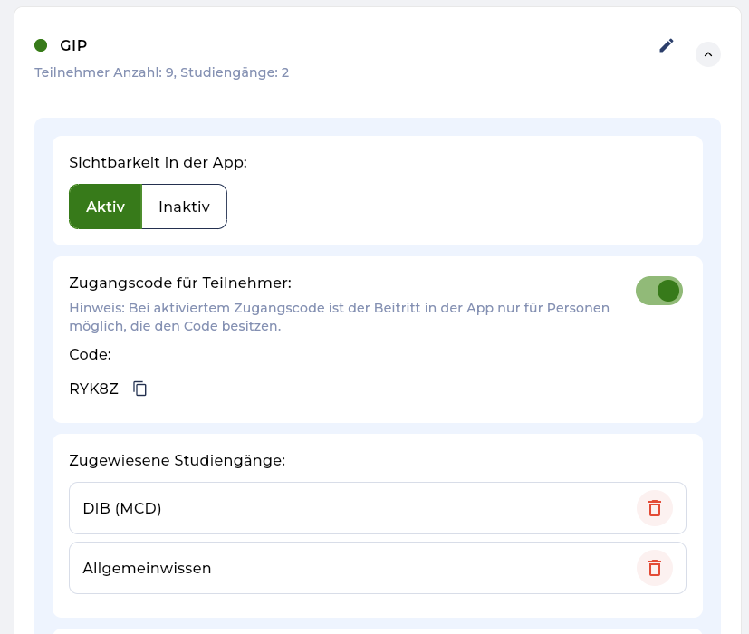 Kursverwaltung